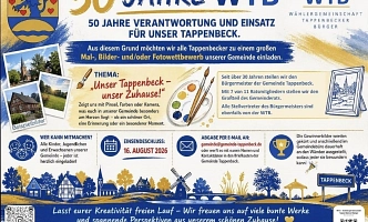 Infografik zum 50-jährigen Jubiläum der WTB mit Wettbewerbsdetails, Illustrationen und QR-Codes.