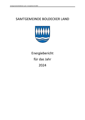 Energiebericht SGBL 2024 Deckblatt des Energiebericht der Samtgemeinde Boldecker Land für das Jahr 2024 © Samtgemeinde Boldecker Land