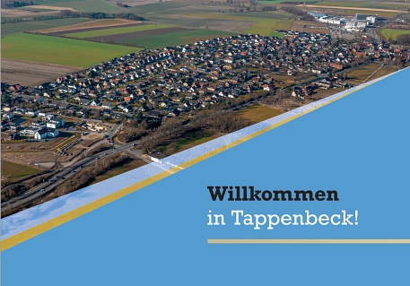 Titelseite der Bürger*innenmappe der Gemeinde Tappenbeck mit einem Luftbild des Dorfes.