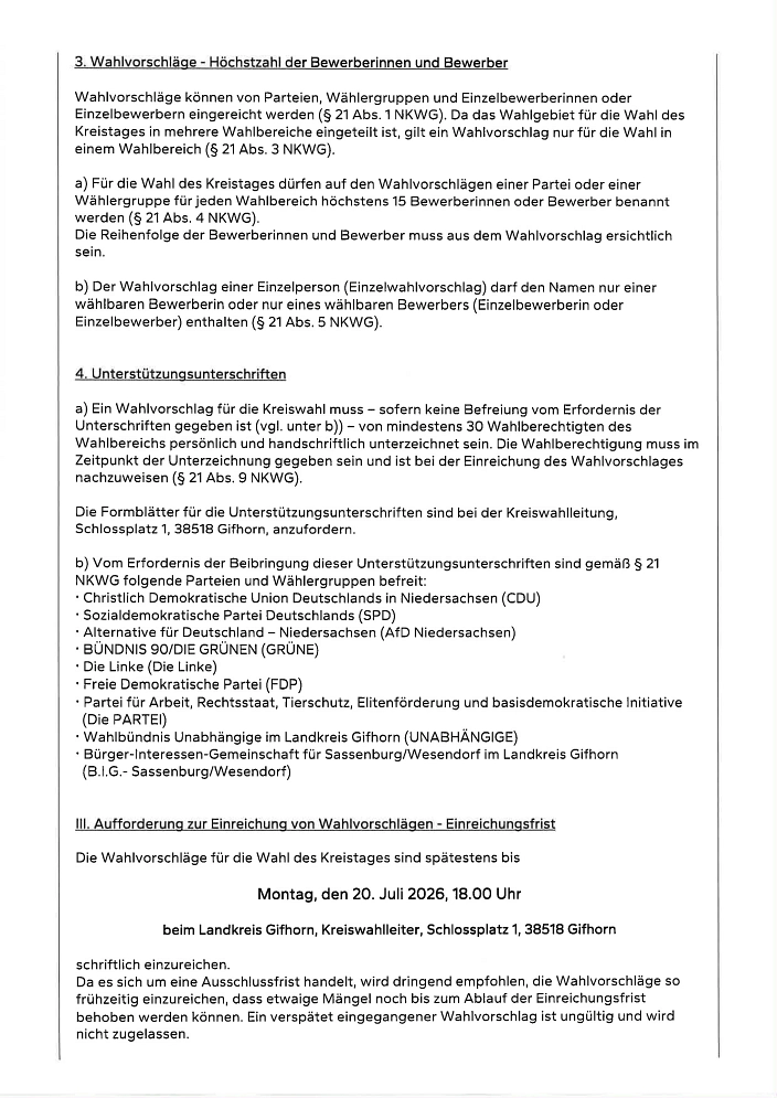 Wahlbekanntmachung Kreistag 2026_2 Wahlbekanntmachung Kreistag 2026_3 © Landkreis Gifhorn